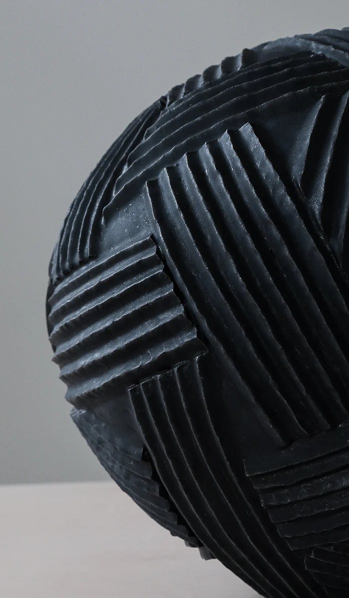 Giselle Hicks Coal Black Sphere Rope Vessel - Image 5