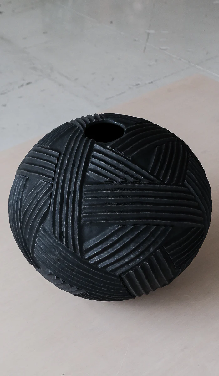 Giselle Hicks Coal Black Sphere Rope Vessel - Image 6