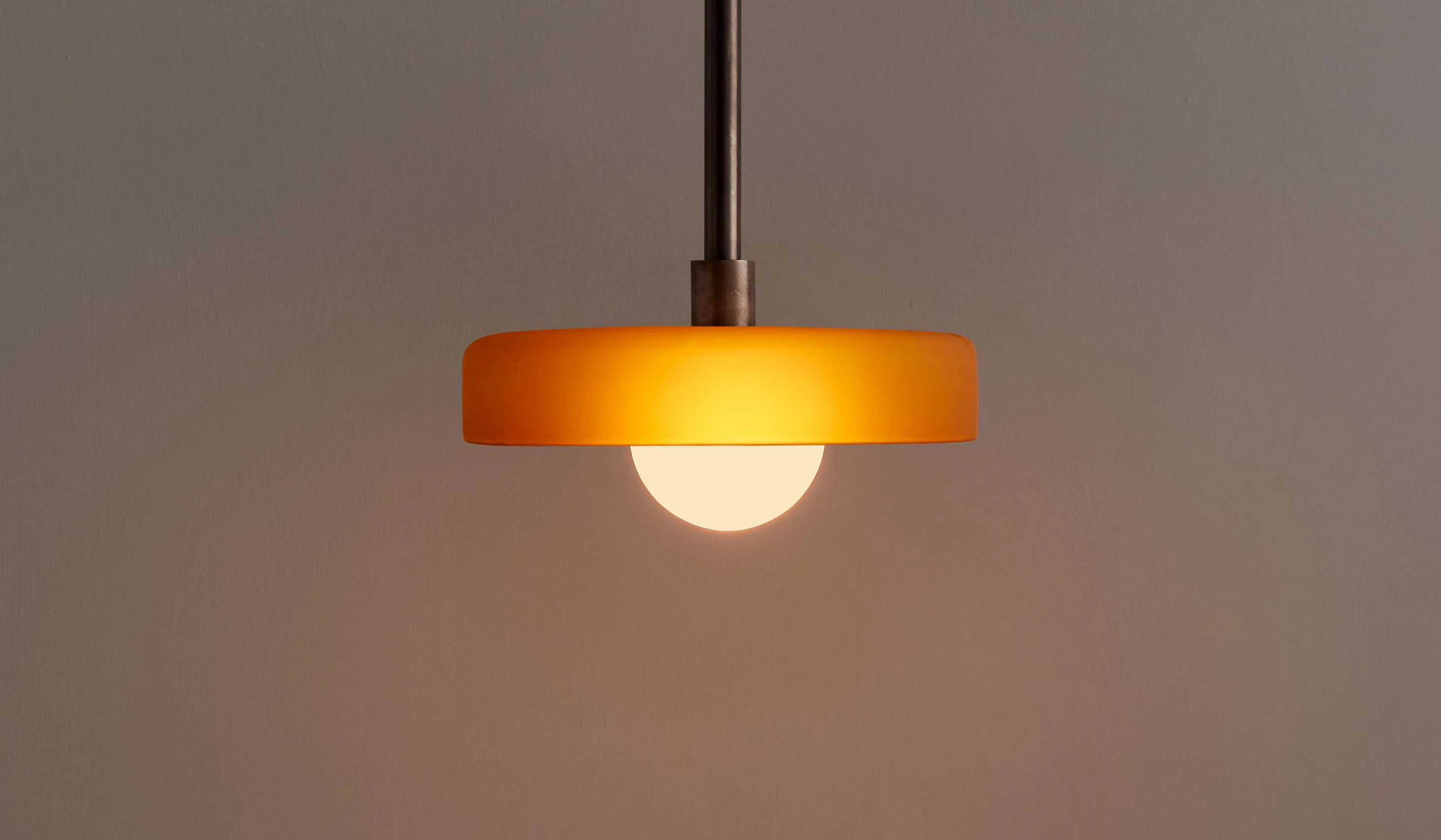 In Common With Sandblasted Amber Glass Disc Pendant - Image 7