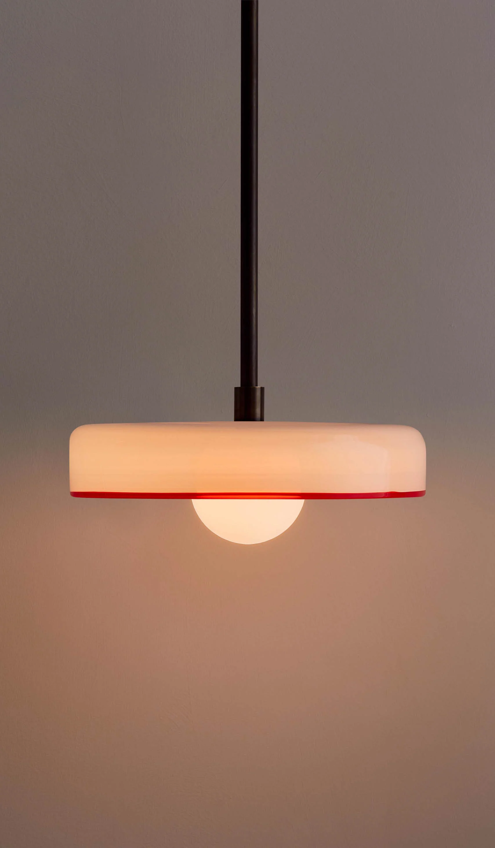 In Common With Opaline Glass Disc Pendant with Red Rim - Image 19