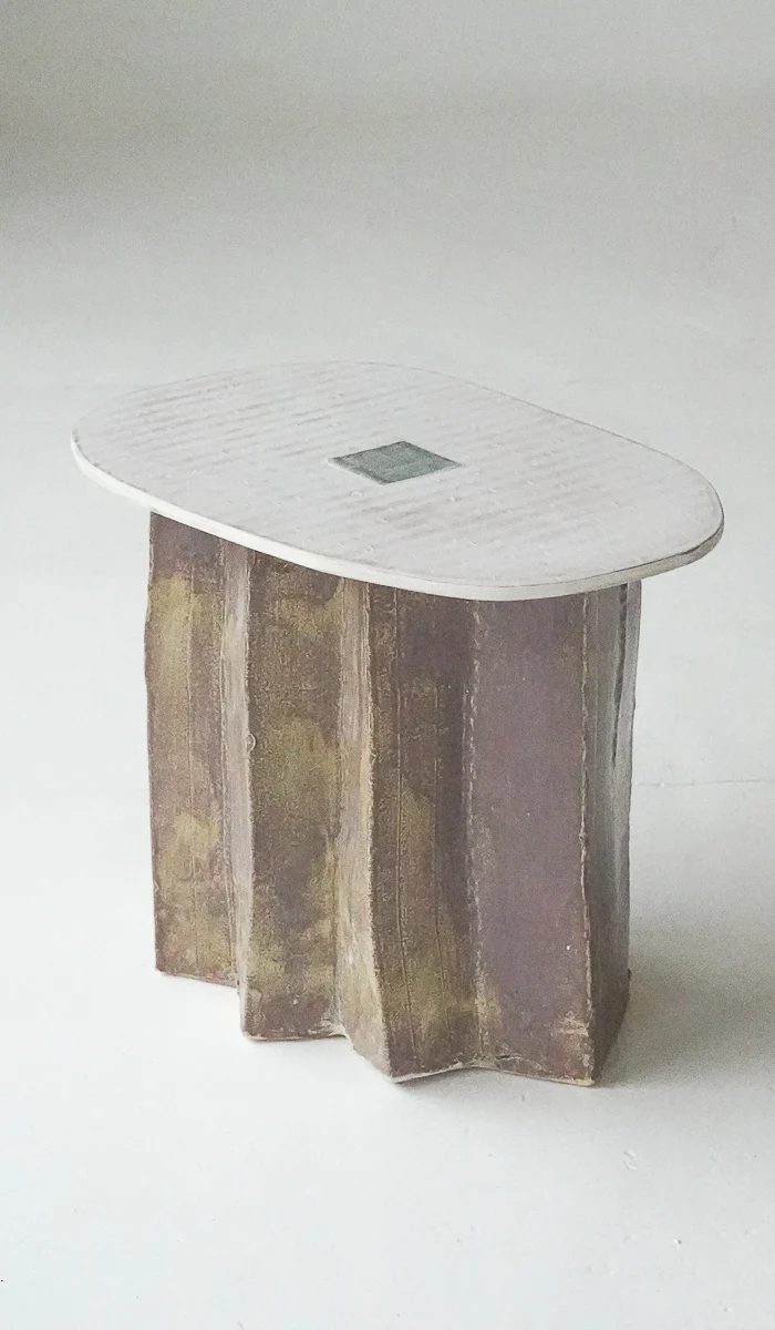 Jordan McDonald Faceted Ceramic Side Table with Blue Tile - Image 11