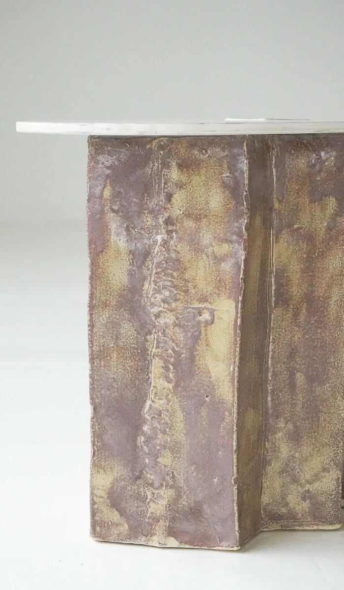 Jordan McDonald Faceted Ceramic Side Table with Blue Tile - Image 3