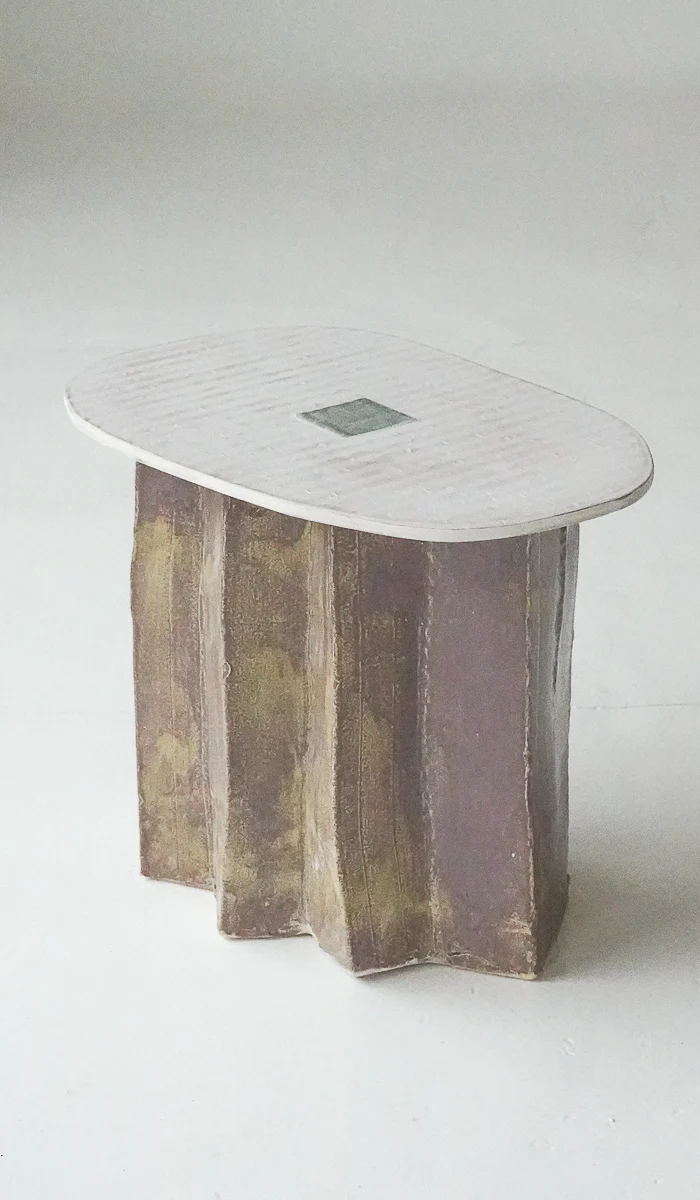 Jordan McDonald Faceted Ceramic Side Table with Blue Tile - Image 8